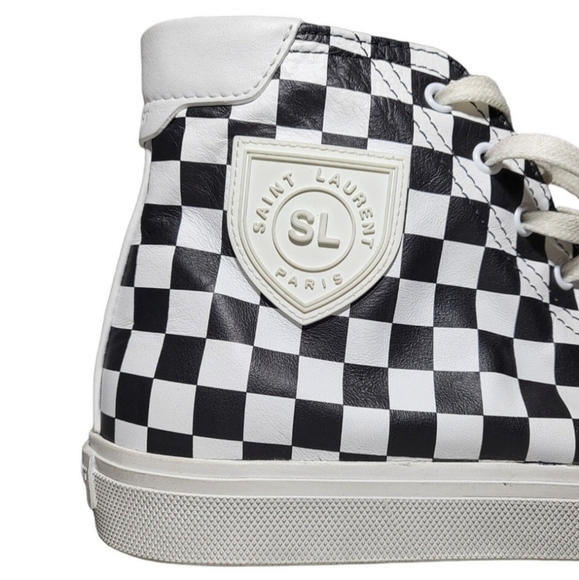 Saint Laurent Sneakers Women's Checkerboard Hightop Leather - Picture 2 of 12